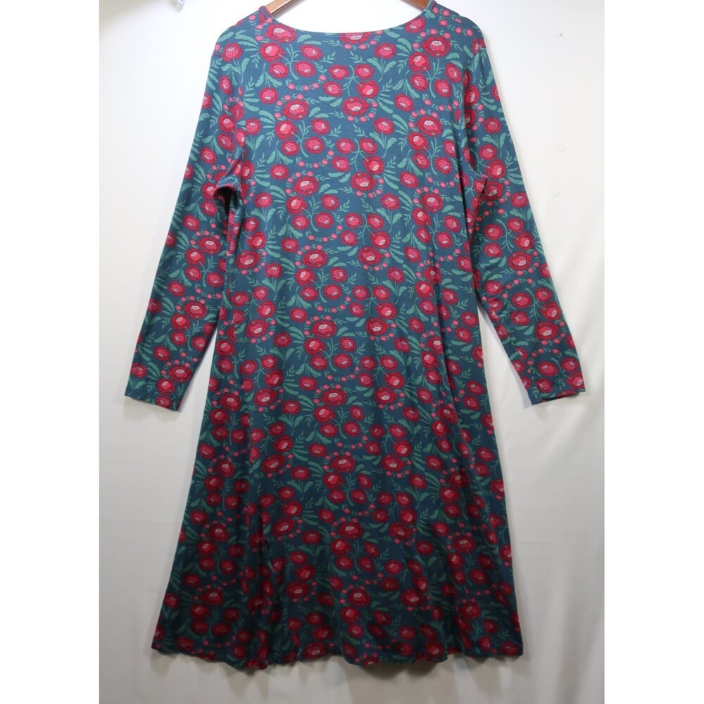 Gudrun Sjoden Floral Print Dress L Jersey Knit Lyocell Stretch Long Sleeve Boho - Picture 7 of 12